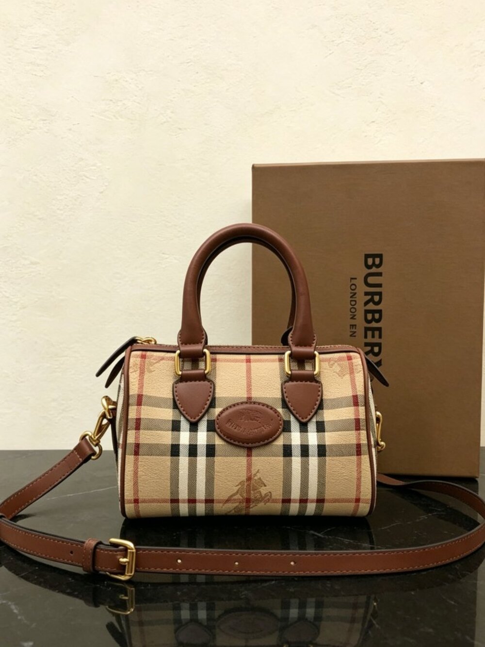 Burberry Mini Check Bowling Bag